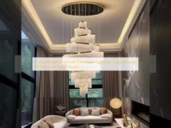 Crystal Modern Staircase Chandelier Lighting , Custom Large LED Pendant Light Fixtures